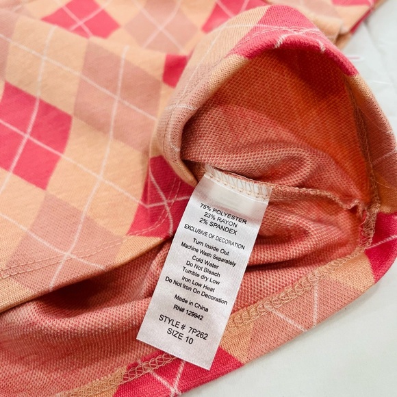 BTWEEN• Girls Pink Orange Checkered V Neck Vest Short Sleeve Top NWT (10) - Picture 6 of 7